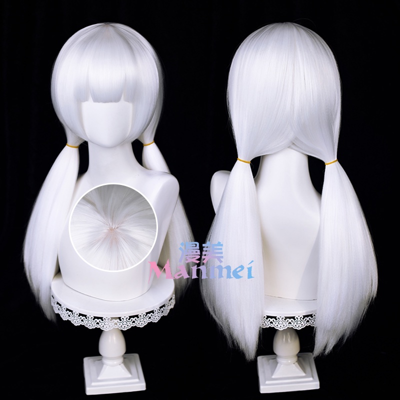 Manmei Game Sky Children of Light Sakura Cosplay Wig 65cm Long White Wigs with Ponytail Heat Resistant Synthetic Hair