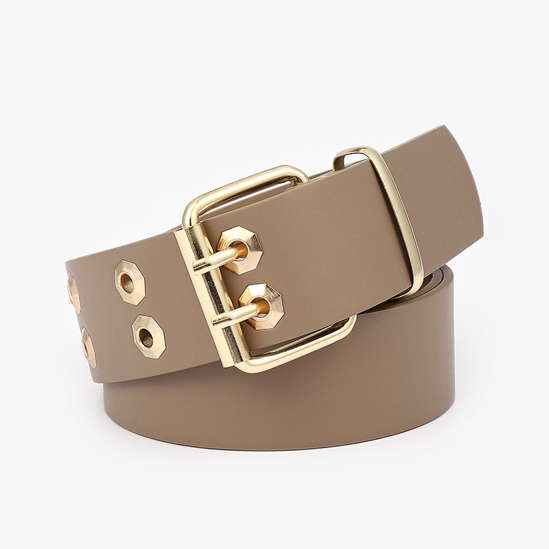 Thắt Lưng Hai Hàng Khóa Kim Loại Màu Vàng Kim Trang Trí Quần Jean Thời Trang Hàng Mới Dành Cho Bạn Nữ Hàng Có Sẵn