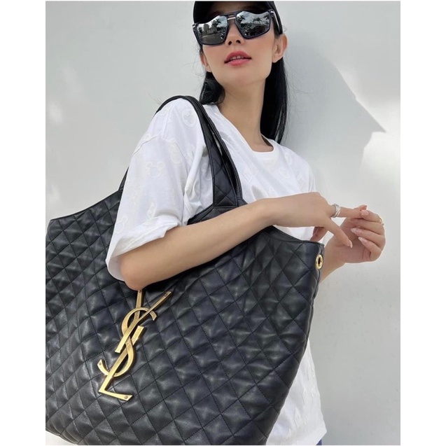 Túi Ys.L trần trám bigsize chất da dày mịn kèm ví cùng loại, tag logo to chuẩn xịn, bigsize 35x38cm