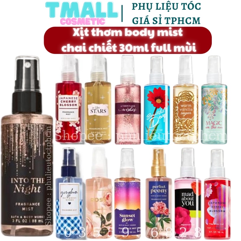 Xịt thơm body mist xịt thơm toàn thân chai 30ml nhỏ gọn - Victoria và Bath & Body Works