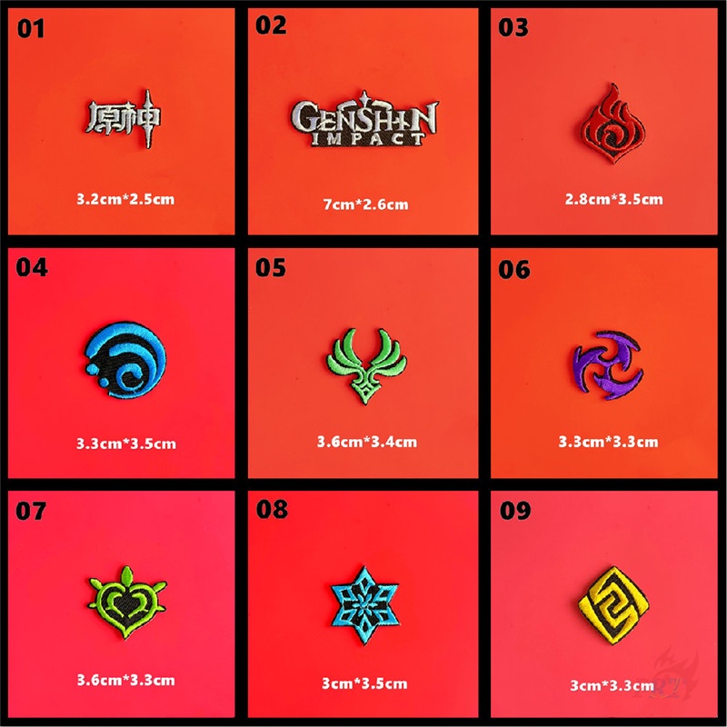 ♥ Sticker Ủi Thêu Hình Game Phiêu Lưu ♥ 1 Miếng Dán Ủi Quần Áo Hình Bảy Nguyên Tố