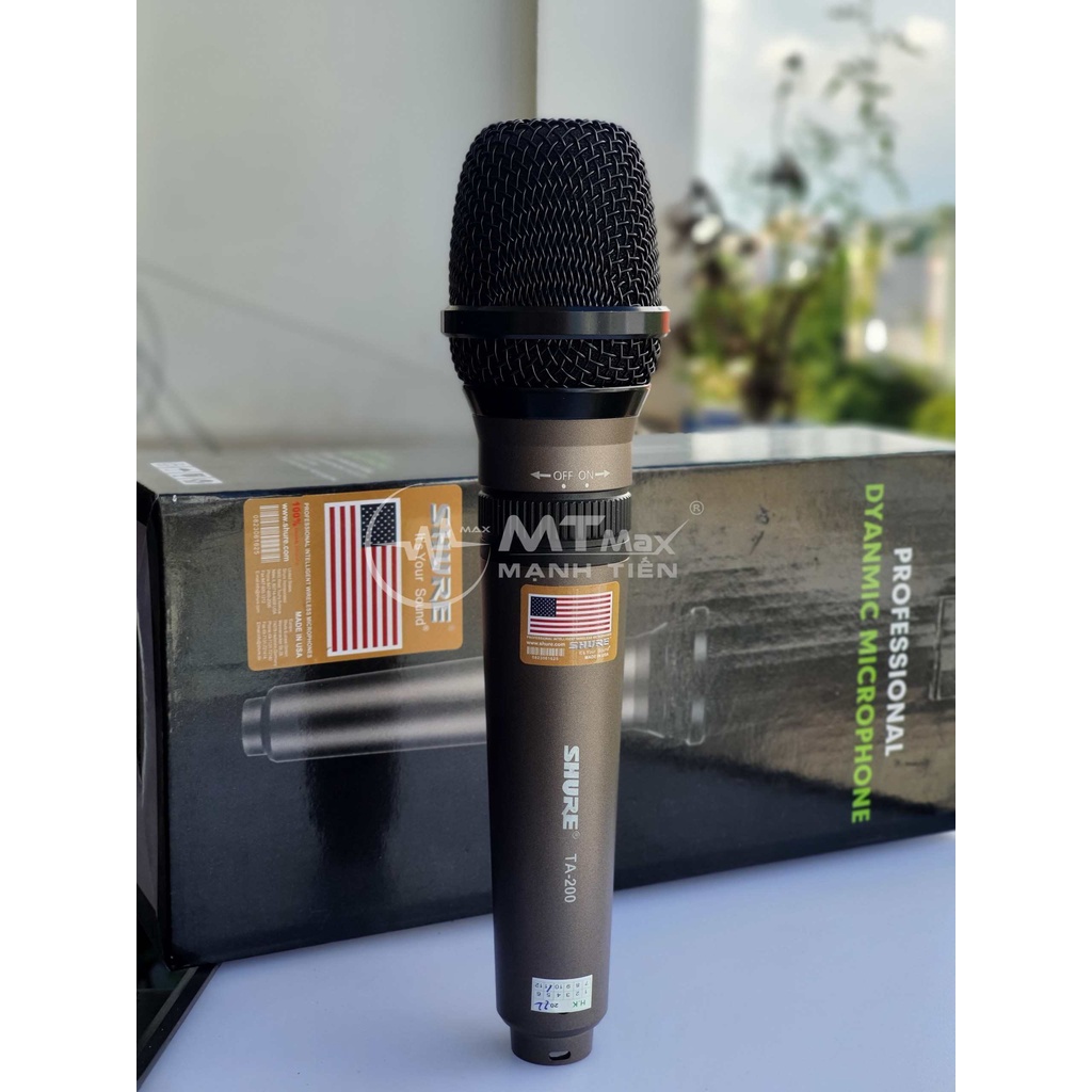 Micro Hát Karaoke Có Dây Shure Ta200 Hàng USA Xịn Nhạy, Chống Hú, Chống Nhiễu Tốt Dây Dài 5M
