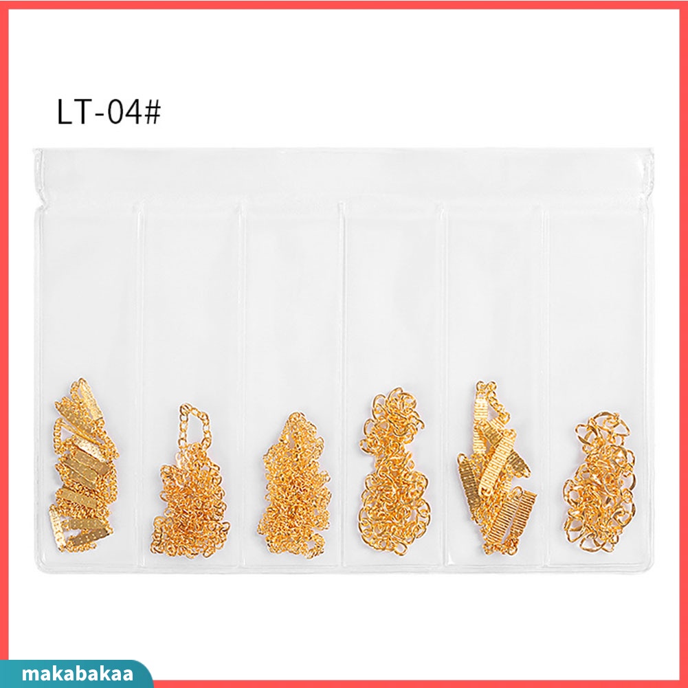 Chuỗi xích hợp kim 3D trang trí móng tay nghệ thuật tự làm nhiều kích thước và màu sắc