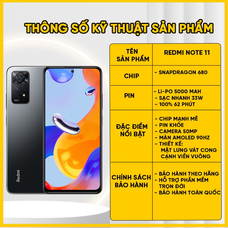 Điện Thoại Xiaomi Redmi Note 11 4GB/128GB Chính Hãng, Bảo hành 18 tháng - MobileCity