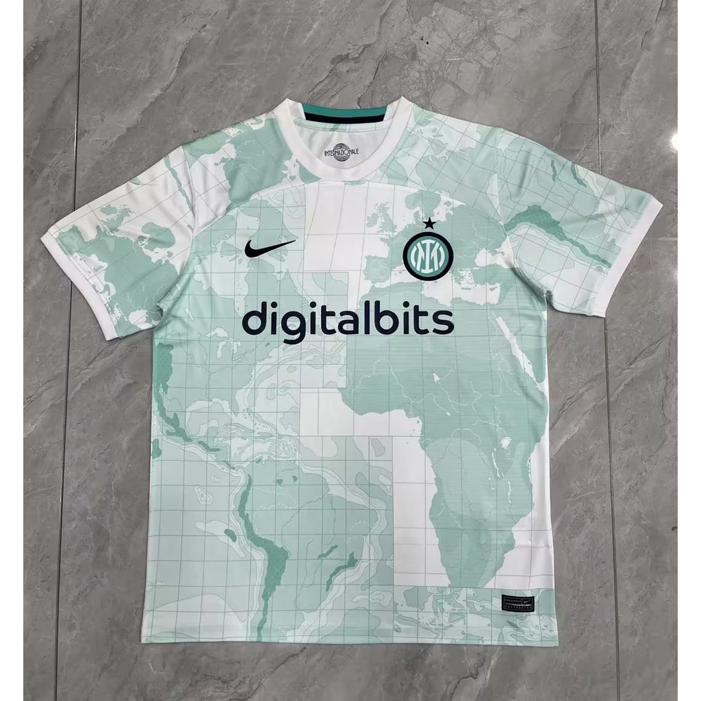 2223 Áo Thể Thao Nam Inter Milan Xuất Phát Xa Màu Trắng + Xanh Lá Cây Nhiều Màu Kết Hợp Áo Ngắn Tay Quần Áo Bóng Đá Kích Cỡ S-2XL Áo Thể Thao Nam Inter Milan
