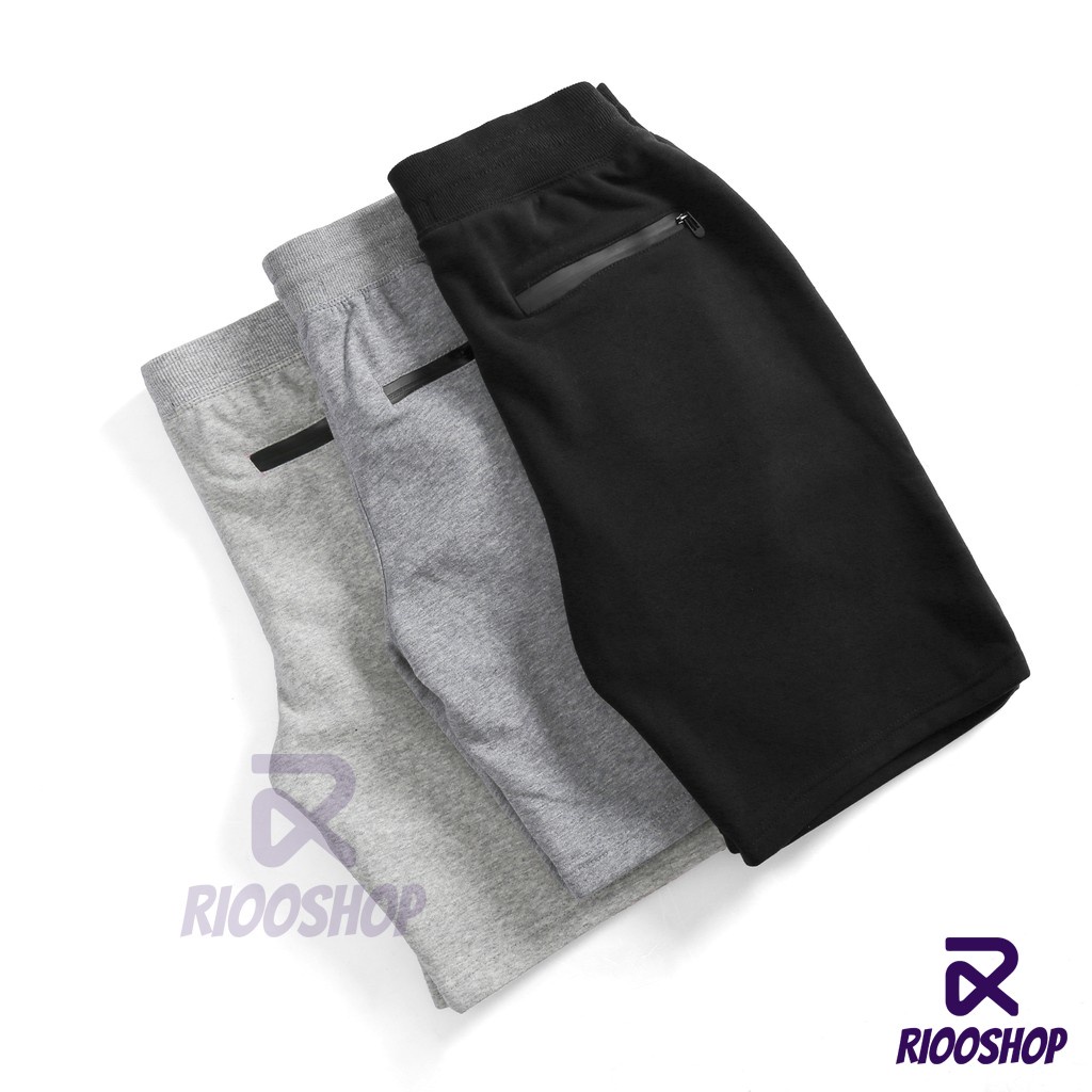 Quần thun nỉ nam ngắn cao cấp chuẩn shop dây kéo RPS037 - quần short nam đẹp Riooshop