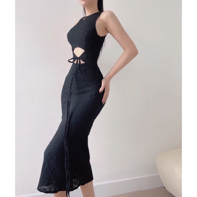 [HÀNG SẴN] Đầm ren thắt nơ eo