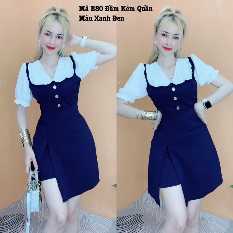 ĐẦM KÈM QUẦN ĐÙI PHỐI HAI MÀU-MẶC TÔN DÁNG.TAK09