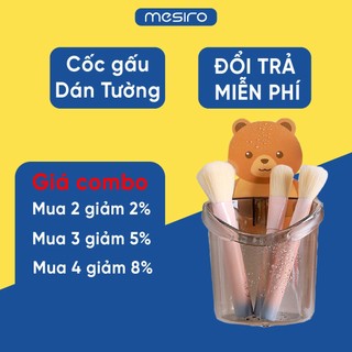 Cốc gấu dán tường đựng bàn chải kem đánh răng xinh, cốc cắm bàn chải kem đánh răng dán tường hình gấu