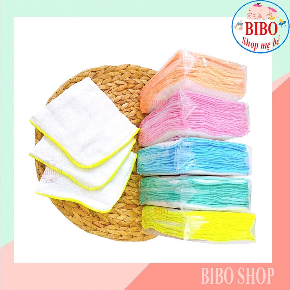 (Loại dày) Khăn Sữa Cho Bé Sơ Sinh, Khăn Xô Nhật 5 Lớp 100% Cotton Tự Nhiên Set 10c