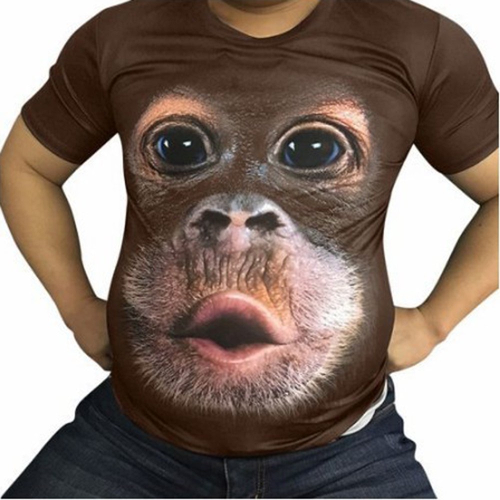 Áo Thun Tay Ngắn In Hình Khỉ Gorilla 3D
