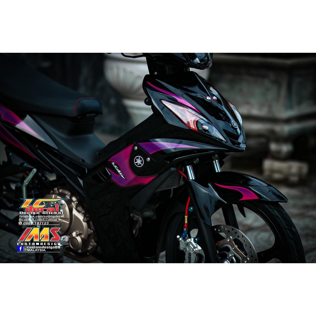 TEM RỜI mẫu lửa tím hồng cho Exciter 135 4 số xe đen - tem cao cấp không bay màu