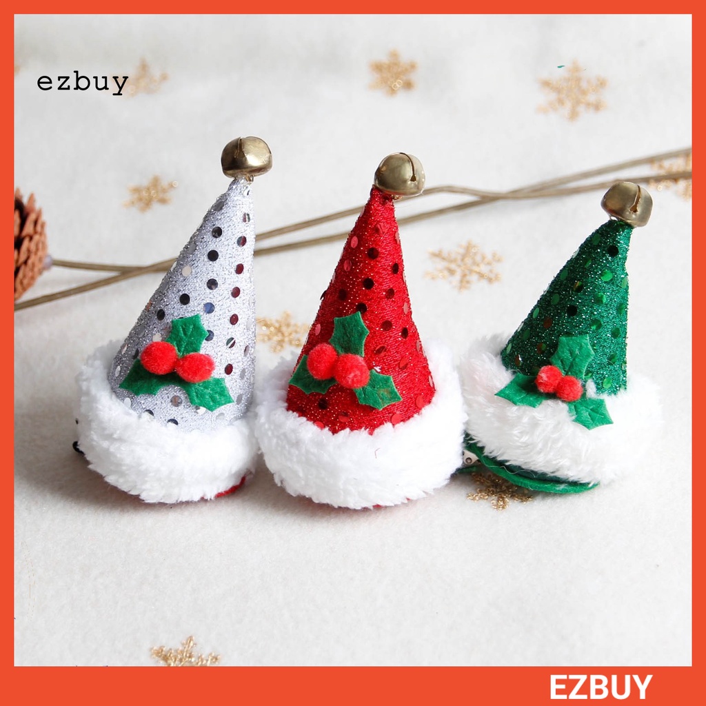 Ezbuy Kẹp Tóc Hình Nón Giáng Sinh Màu Đỏ / Xanh Lá / Trắng Thoải Mái Chống Rơi Thích Hợp Làm Quà Tặng