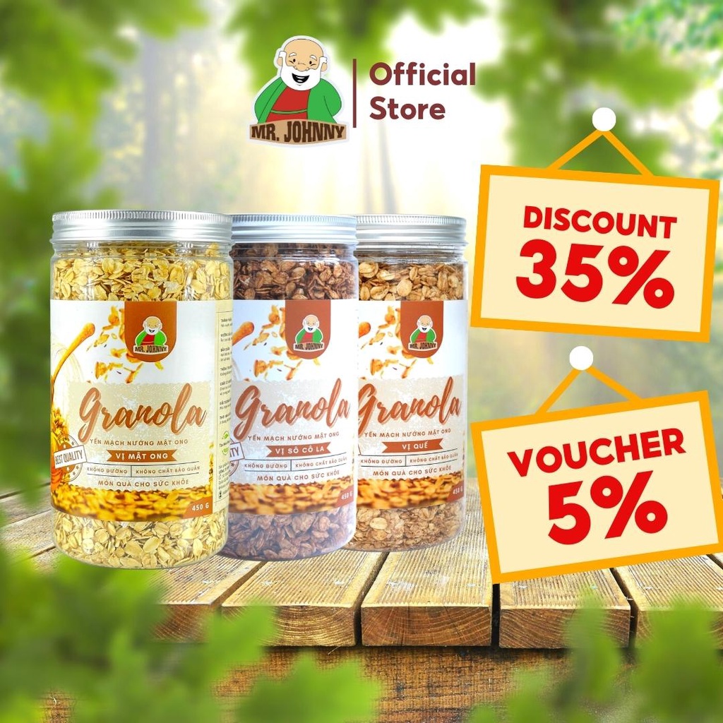 Yến Mạch Nướng Mật Ong Ăn Liền MR.JOHNNY 450g - Nhập Khẩu Úc, Không Đường, Yến Mạch Ăn Kiêng, Giảm Cân Cho Mẹ Bầu