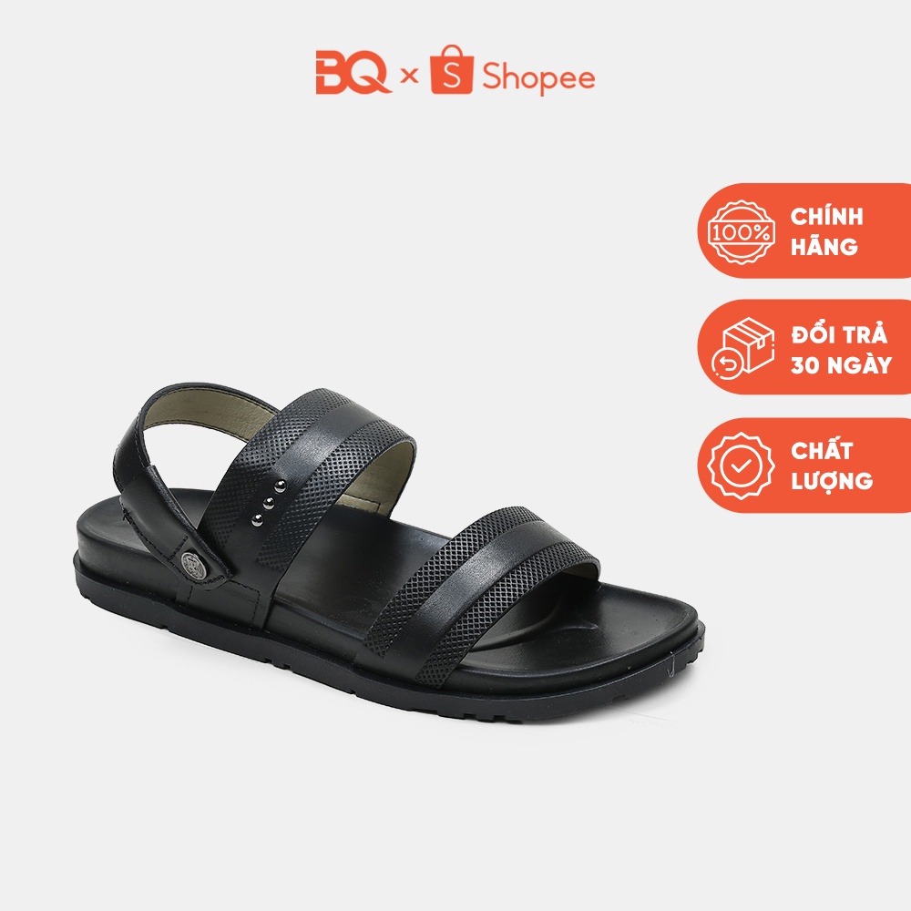 Giày sandal nam da PU đế bằng êm chân form chắc chắn màu đen BQ SD 750