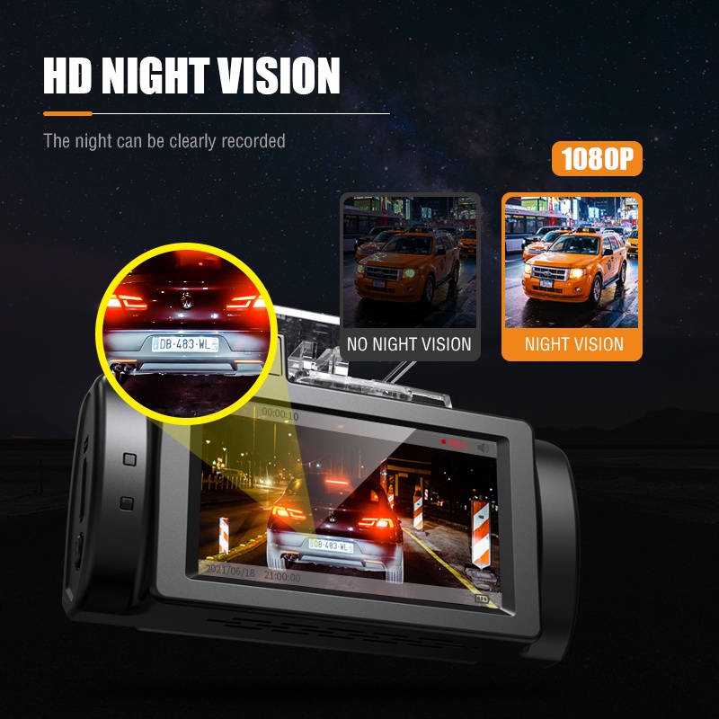 Camera hành trình ASAWIN K200 WiFi 1080P FHD với APP IPS tầm nhìn siêu ban đêm ghi hình khi lái xe