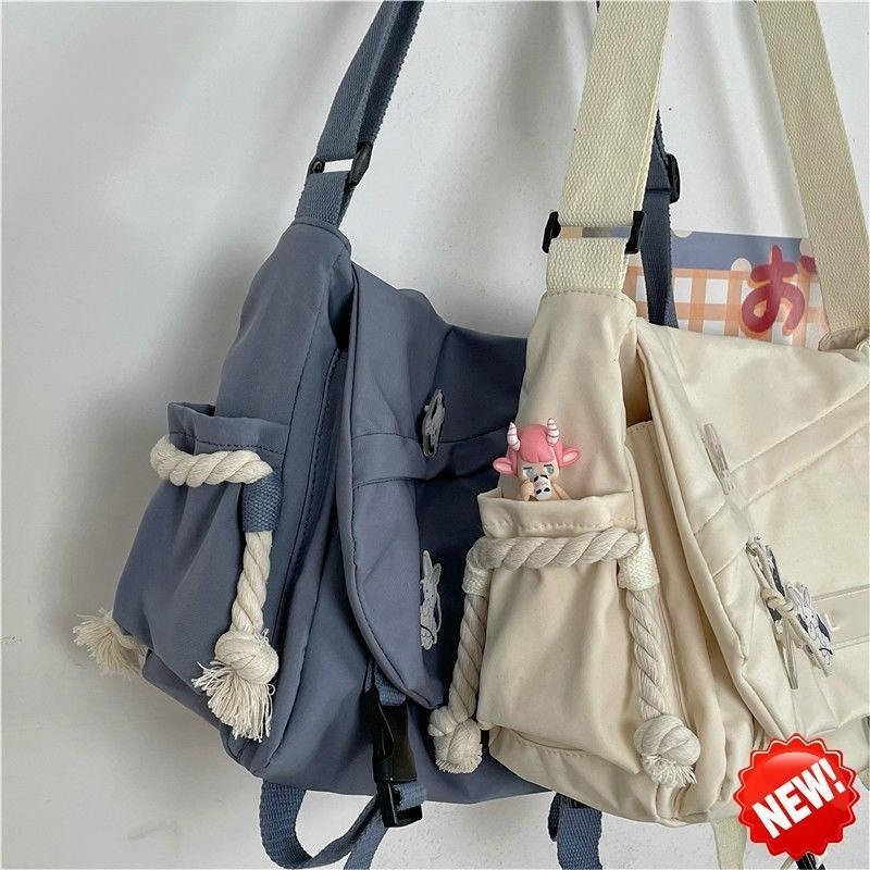 🔥Sẵn sàng giao hàng🔥Phiên bản Hàn Quốc Túi nữ dung tích lớn Túi nylon đeo vai Harajuku Túi Messenger thông thường