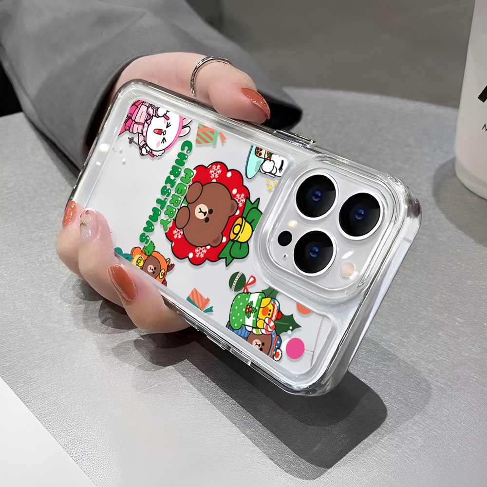 Ốp Điện Thoại Trong Suốt Hình Gấu Nâu Giáng Sinh Cho iphone 14promax 11 13 12 7Plus X XS Max