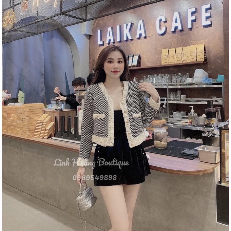 (ORDER TAOBAO) Áo dạ tweed cúc đồng tiểu thư sang chảnh dày dặn QC chuẩn loại 1 (có ảnh thật)