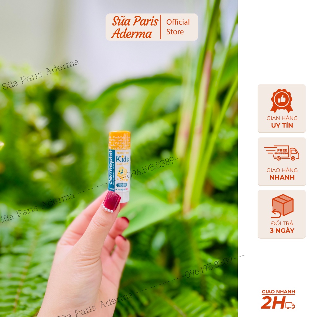 Son dưỡng môi trẻ em Dermophil Dermo Kids dưỡng ẩm môi, cho môi bé mịn màng, an toàn lành tính_Sữa Paris Aderma