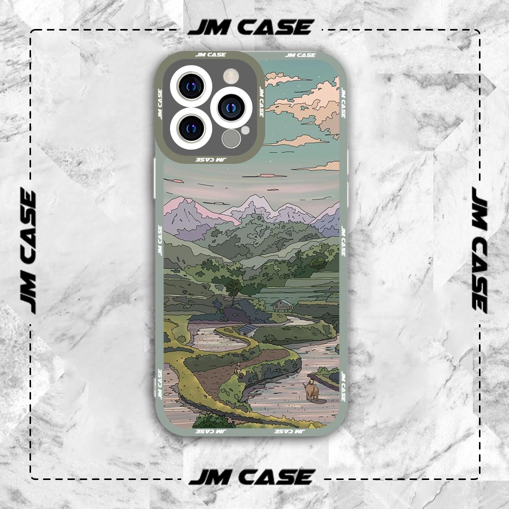 Ốp lưng iphone cạnh vuông JMCase Tranh Vẽ Đồng Quê Anime Manga 7/7plus/8/8plus/x/xs/11/12/pro/max/plus/promax