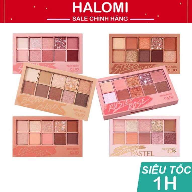 Bảng phấn mắt Clio Pro Eye Palette 10 mắt lì nhũ xinh, bám màu siêu tốt chính hãng Halomi TRANCI