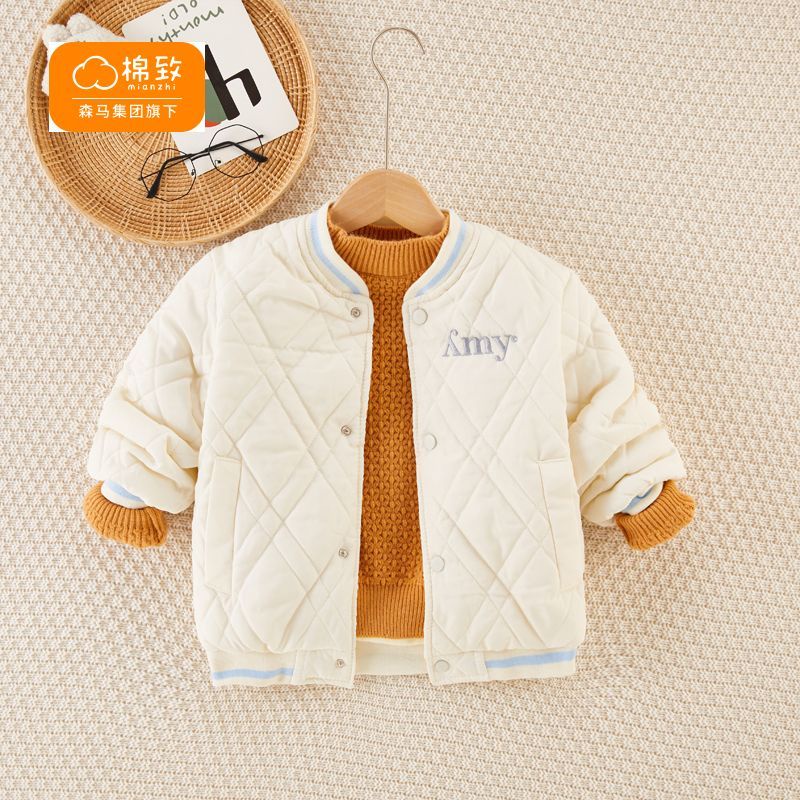 Áo Khoác Bóng Chày Lót Lông Cừu Cỡ Vừa Và Lớn Thời Trang Cho Bé Trai Và Gái