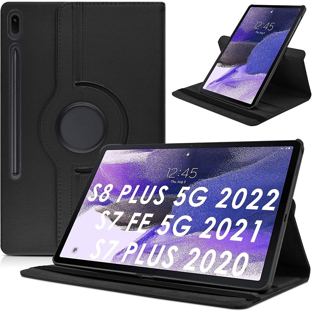 Case bao da Samsung Galaxy Tab S8 Plus / Tab S7 Plus / S7 FE 12.4 inch xoay 360 độ hiệu HOTCASE - hàng nhập khẩu