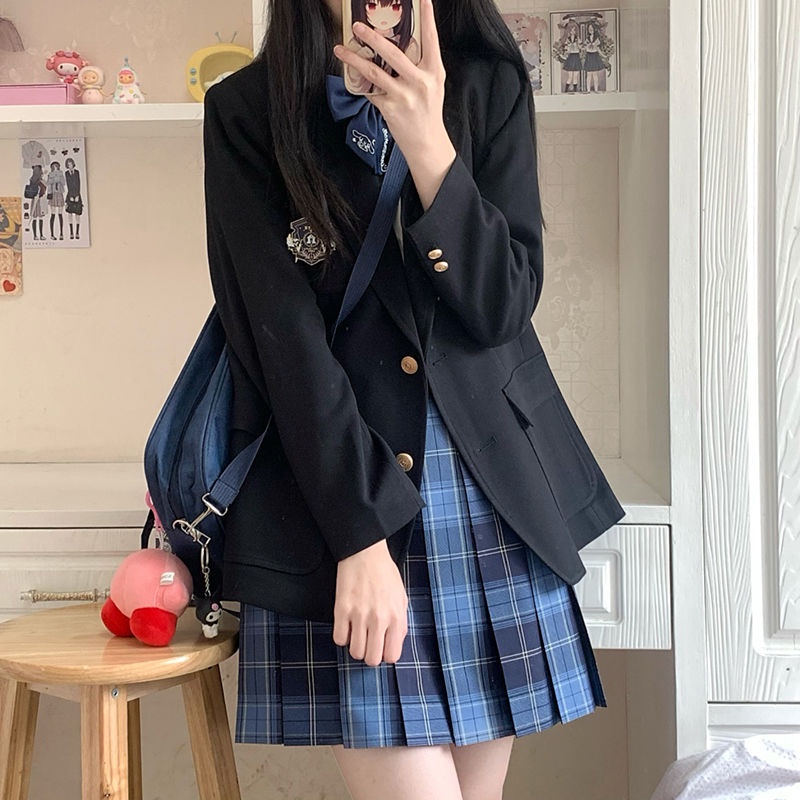 blazer nữ bigsize dày áo khoác hàn quốc Bộ Đồng Phục Nữ Sinh Nhật Bản Gồm Áo Sơ Mi + Chân Váy Xếp Ly Xinh Xắn