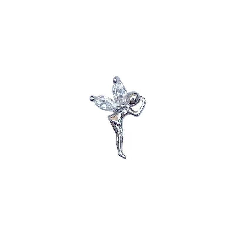 Bán Chạy!F &amp; X Bông Tai Xỏ Lỗ Bằng Bạc Sterling Đính Nơ Chéo Bốn Cánh Nhỏ Kết Hợp Cao Cấp Dành Cho Nữ
