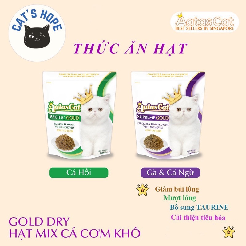 Thức Ăn Hạt Aatas Cat Siêu Ngon Cho Mèo - Hạt gold Dry