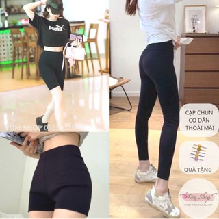 Quần legging dài lửng biker nâng mông tôn dáng siêu co giãn hàng Thái cuộn tím siêu hot