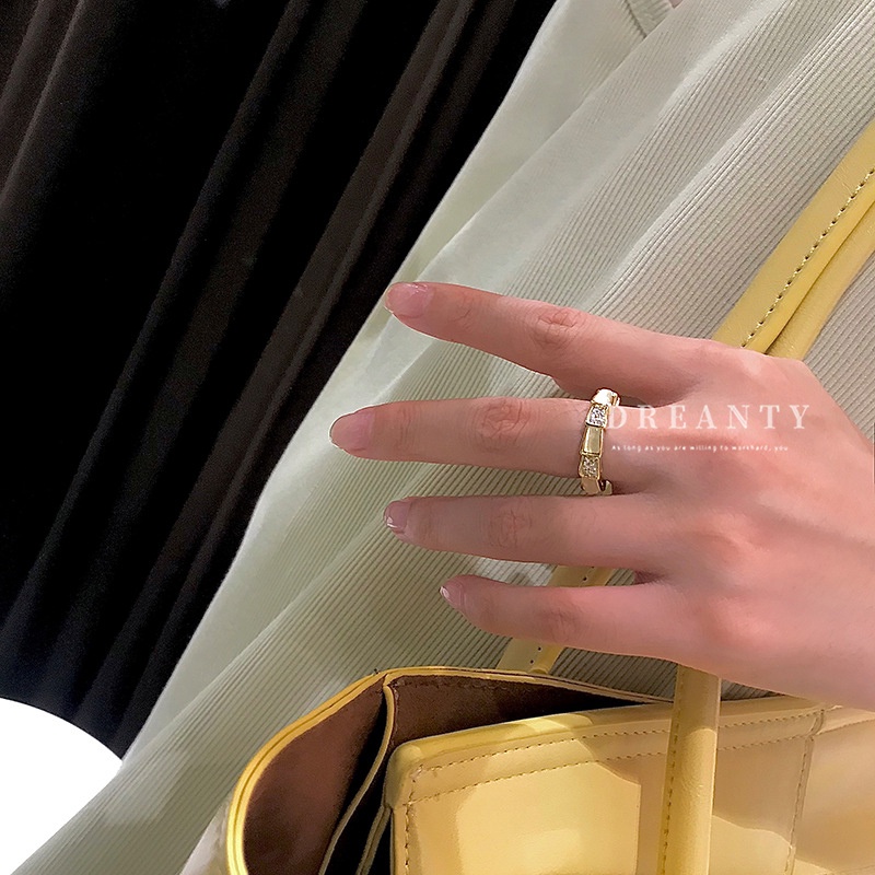 Nhẫn Mạ Vàng Đính Đá Opal Phong Cách Nhật Hàn Sang Trọng Cho Nữ