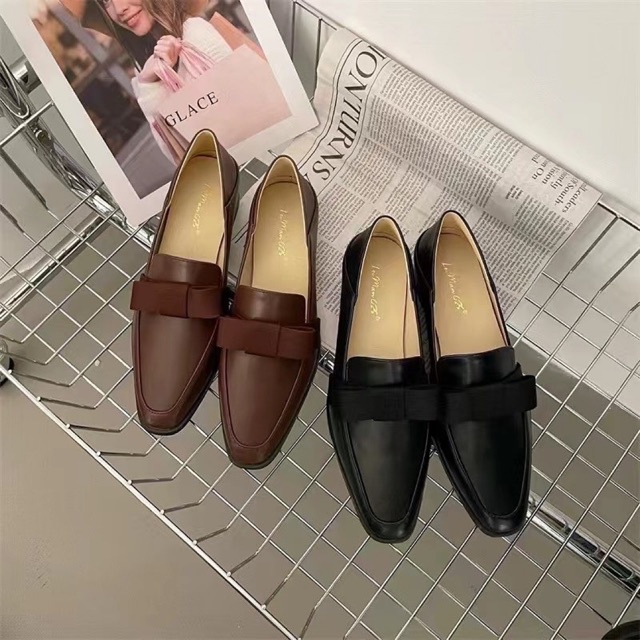 Giày moca nữ đế bệt CÓ SẴN (CÓ CLIP THẬT SẢN PHẨM) đen và nâu tây chuẩn size - Giày loafer mới có sẵn, đủ size