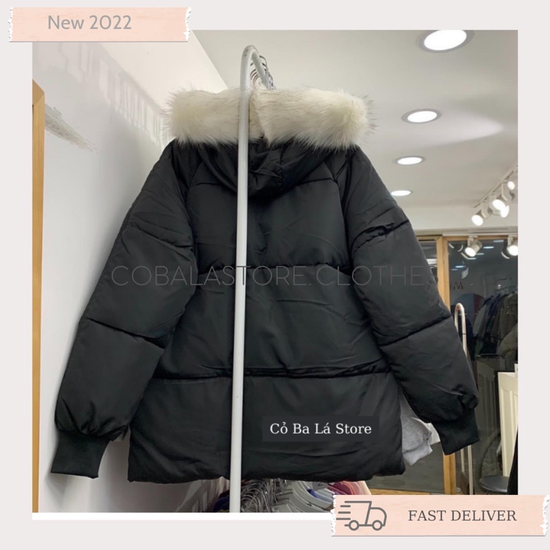 Áo Khoác Phao Nữ Dáng Lửng Mũ Lông hàng Quảng Châu hot trend 2021