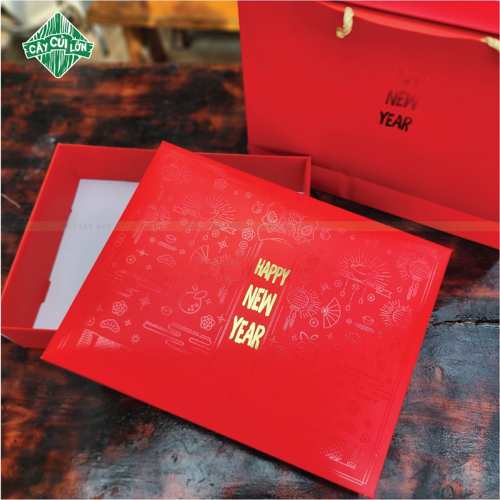 BỘ HỘP TẾT HAPPY NEW YEAR 42x32x9.5cm