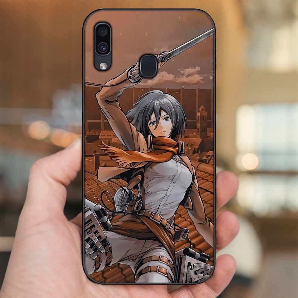Ốp lưng Samsung A20, A30, A40, M20 viền đen in hình Mikasa Ackerman Attack On Titan
