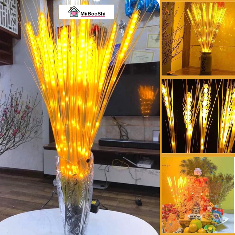 Combo 10 đèn led bông lúa mạch thần tài cầu tài lộc trang trí bàn thờ phòng khách sân vườn dịp Tết 2022 Miibooshi D5.039