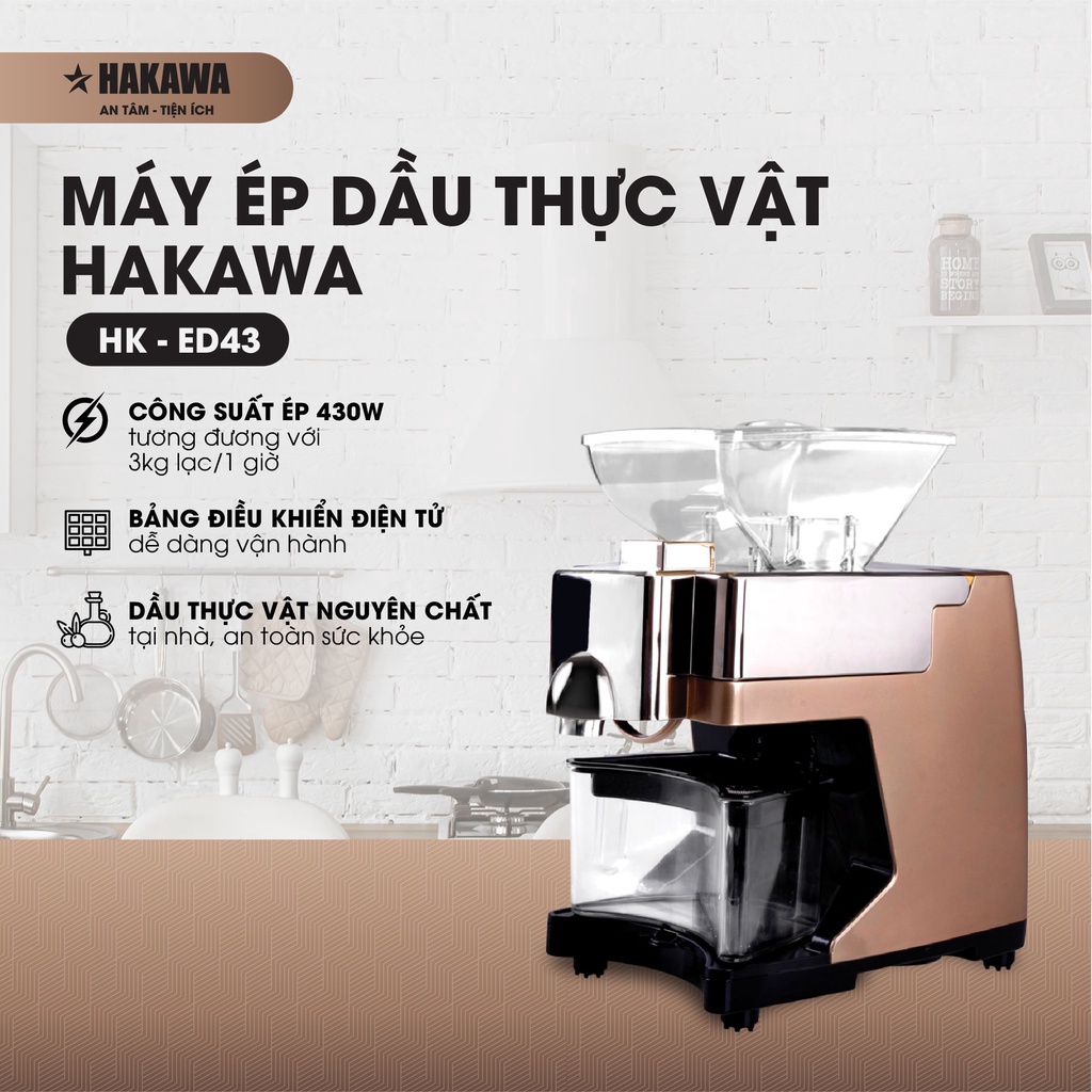 Máy Ép Dầu Thực Vật HAKAWA - HK-ED43 - Bảo hành chính hãng 12 tháng