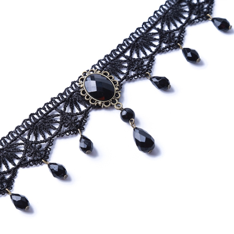 Vòng Cổ Choker Ren Đính Đá Phong Cách Gothic Cổ Điển