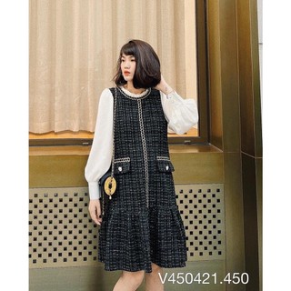 VÁY DẠ TWEED BOO'S STORE VÁY TWEED KẺ Ô TAY VẢI LỤA TRẮNG