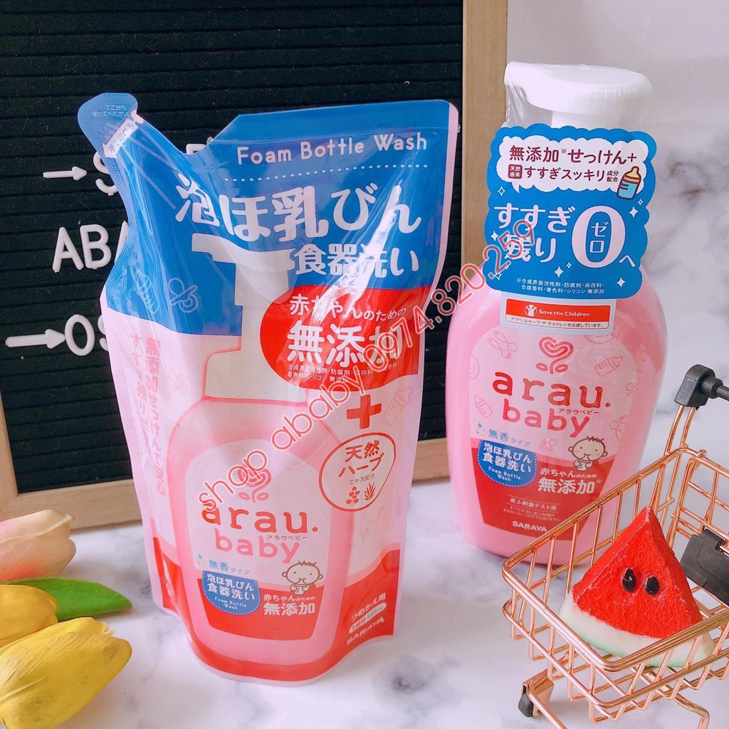 Nước RỬA BÌNH ARAU Baby Nhật CHAI 500ML/TÚI 450ML