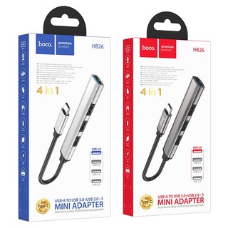 Hub chia cổng USB Hoco HB26 Type-C ra 1 cổng USB 3.0 + 3 cổng USB 2.0
