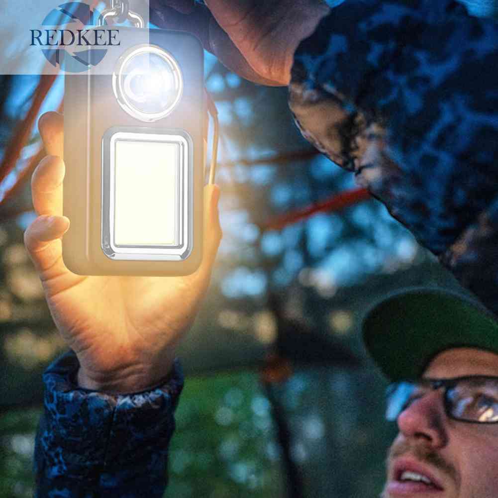 Móc Khóa Đèn Pin LED COB Năng Lượng Mặt Trời Chống Thấm Nước An Toàn Màu Bạc