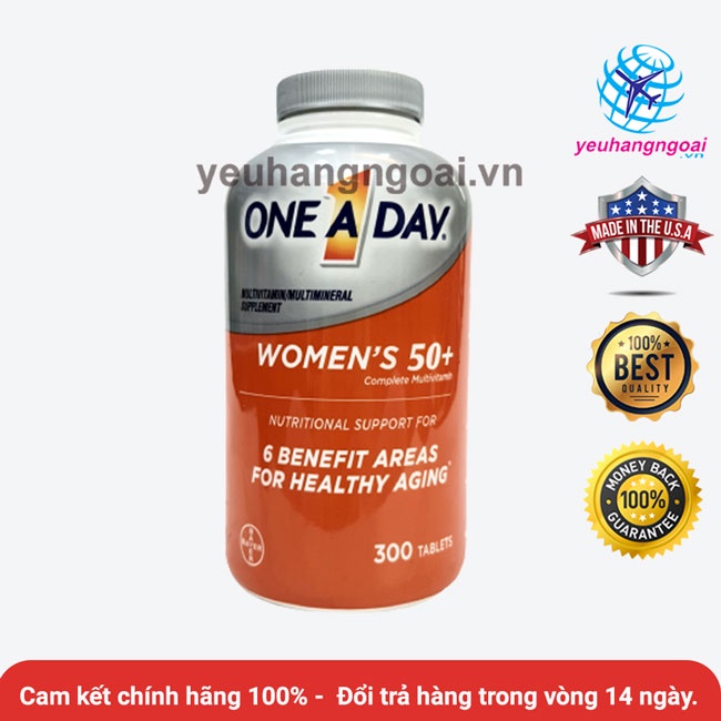 Vitamin tổng hợp dành cho Nữ trên 50 tuổi One A Day Women’s 50+ Health Formula 300 Viên của Mỹ (ĐẢM BẢO CHÍNH HÃNG MỸ).