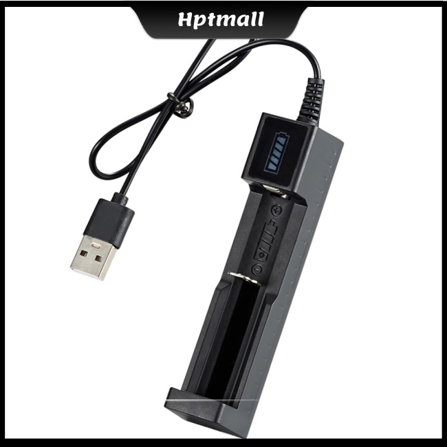 Bộ Sạc Pin Lithium 18650 Một Khe Cắm Usb Thông Minh Có Đèn Pin Kèm Chỉ Báo