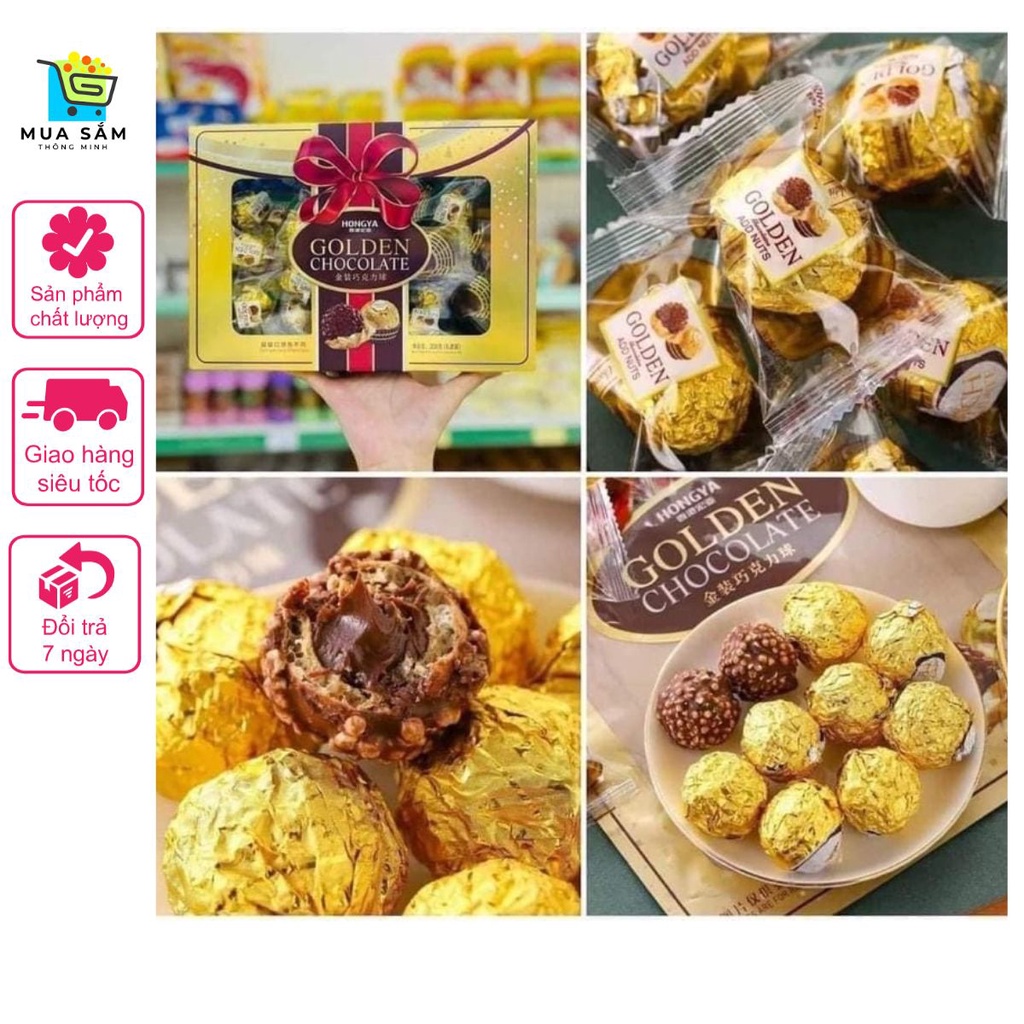 1 HỘP 208gr KẸO CHOCOLATE GOLDEN HONGYA