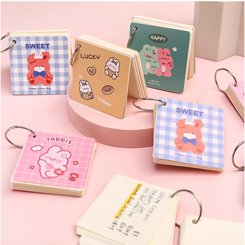 Bộ thẻ Flashcard học từ vựng tiếng anh tiện dụng họa tiết hoạt hình cute