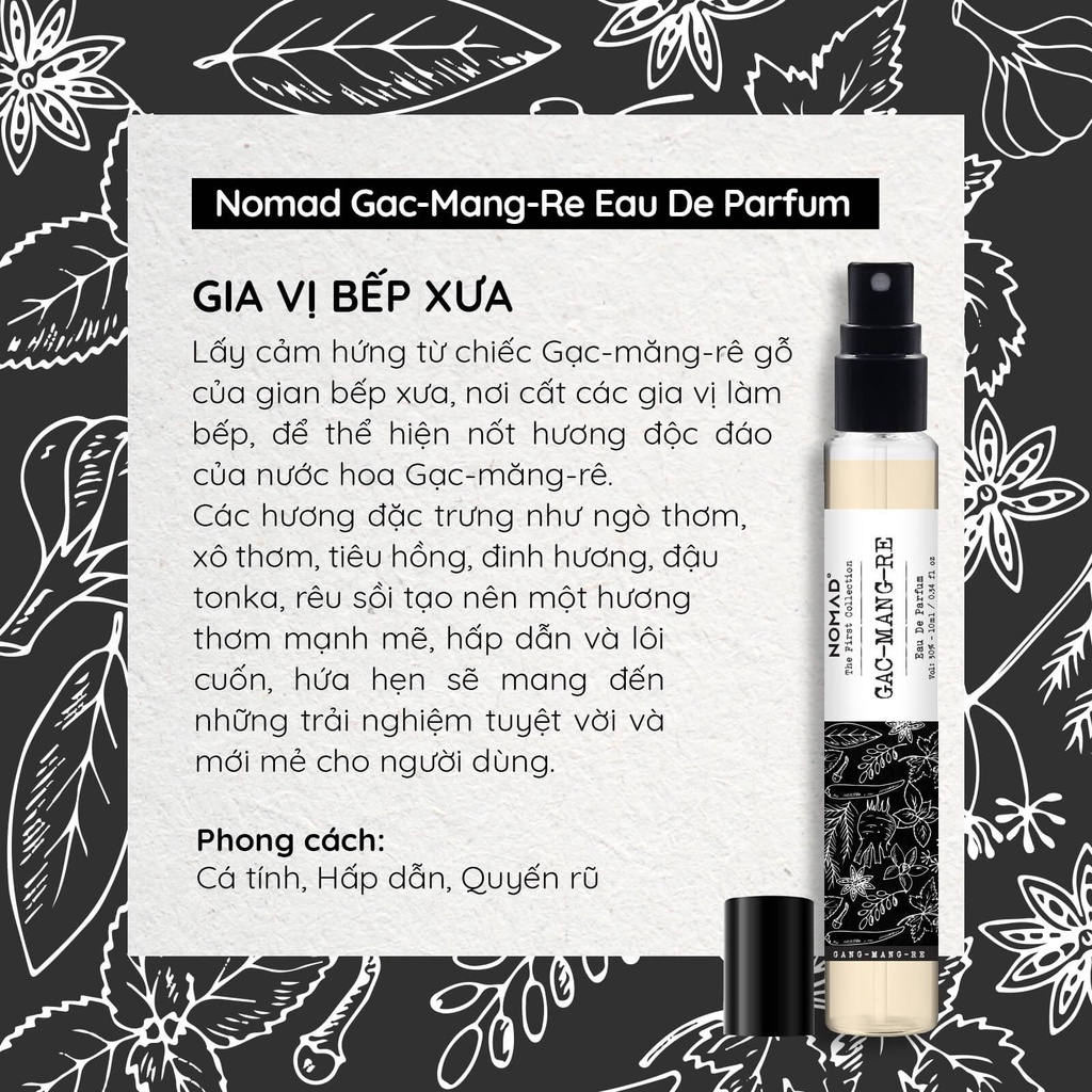 Nước Hoa Nam Nomad Gac-Mang-Re Eau De Parfum, tông mùi mạnh mẽ, nam tính, lưu hương 6h