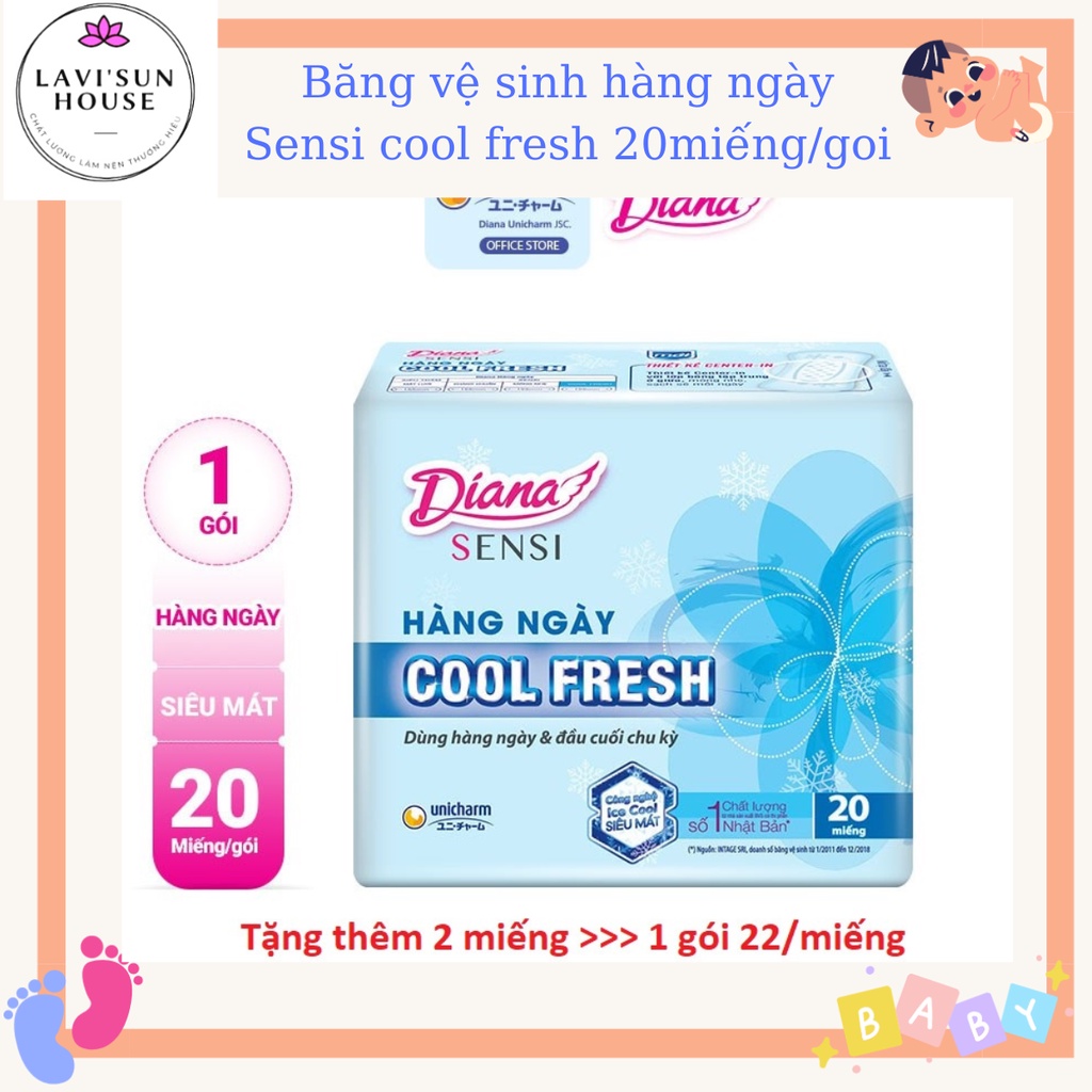 Băng vệ sinh Diana hàng ngày Sensi Cool Fresh 20 miếng + 2 miếng